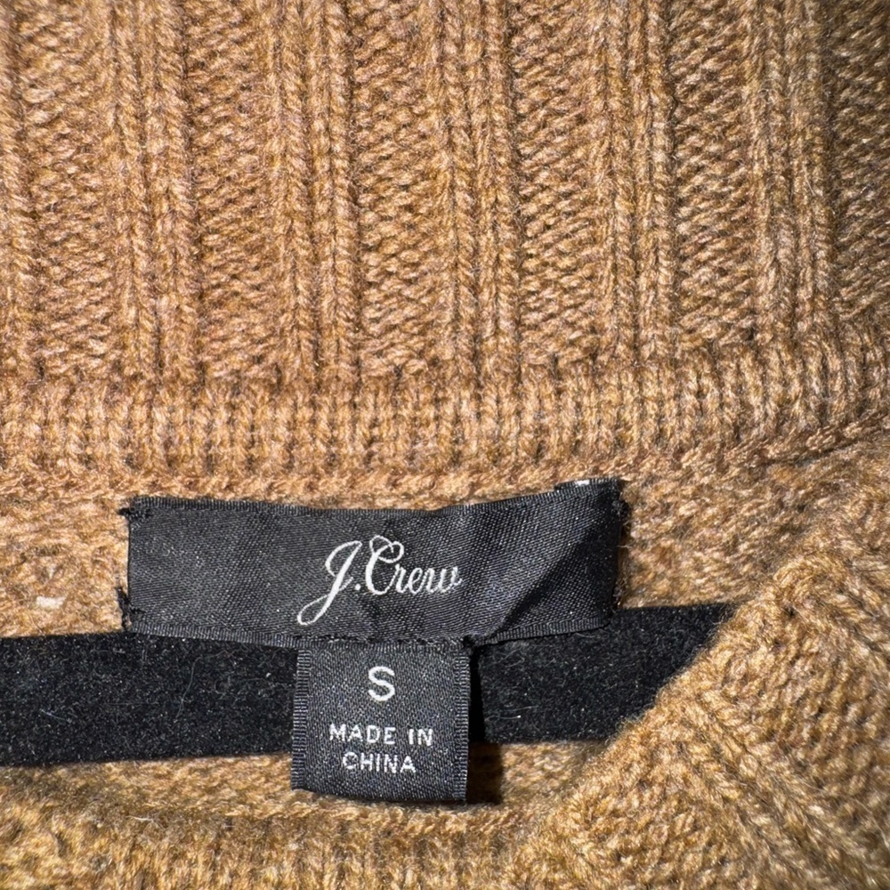 J.Crew Brown Chunky Cable Knit Wool Sweater Small Oversized Cozy - Picture 7 of 8